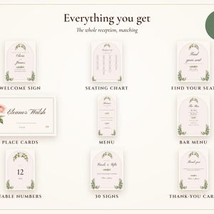 Wedding Sign Bundle, Sage Garden Watercolor Reception Suite with Seating Chart, Place Cards, Welcome Sign and 30 Signs, Names Typeset image 3