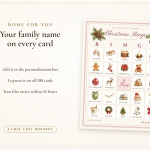 Christmas Bingo Printable, 100 Bingo Cards with Calling Cards, Family and Kids Christmas Party Game, Classroom Holiday Activity image 7