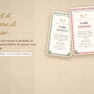 Christmas Cookie Exchange Invitation Printable, Cozy Plaid Cottage, Holiday Cookie Swap Party Invite 5x7 image 5