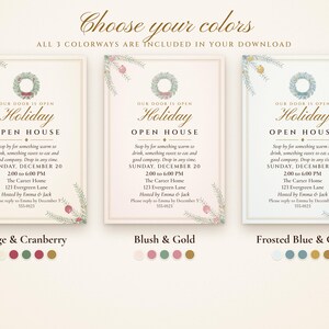 Invitación imprimible para jornada de puertas abiertas navideña, elegante color marfil y dorado, invitación navideña para jornada de puertas abiertas de 5x7 pulgadas, fiesta sin cita previa. imagen 4
