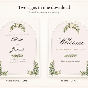 Wedding Welcome Sign Template, Sage Garden Watercolor Welcome to Our Wedding Sign, 18x24 24x36, Names Added for You image 4