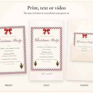 Uitnodiging voor een kerstfeest, uitnodiging voor een kerstfeest met snoepstrepen, vintage uitnodiging voor een kerstdiner, printbaar en telefonisch te gebruiken, 5x7 inch afbeelding 4