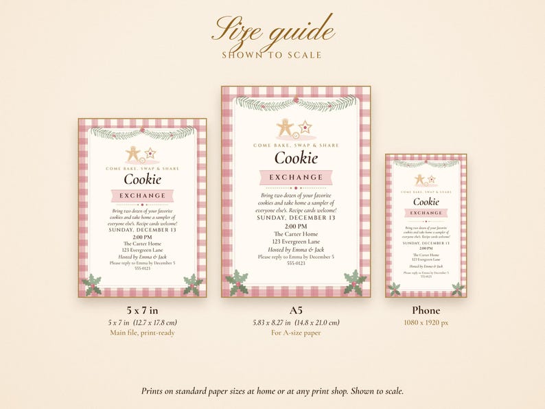 Christmas Cookie Exchange Invitation Printable, Cozy Plaid Cottage, Holiday Cookie Swap Party Invite 5x7 image 9