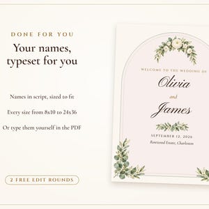 Wedding Welcome Sign Template, Sage Garden Watercolor Welcome to Our Wedding Sign, 18x24 24x36, Names Added for You image 7