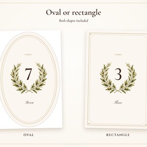 Numéros de table imprimables pour mariage, cartes de table ovales ivoire style « vieille fortune » de 1 à 40, formats 10 x 15 cm et 13 x 18 cm, décoration élégante pour la réception image 4
