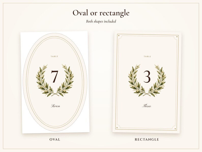 Numéros de table imprimables pour mariage, cartes de table ovales ivoire style « vieille fortune » de 1 à 40, formats 10 x 15 cm et 13 x 18 cm, décoration élégante pour la réception image 4