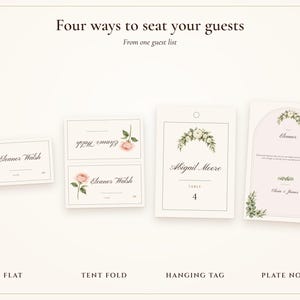 Tarjetas de mesa para bodas, nombres de invitados impresos para ti, tarjetas de nombre plegables planas y plegables con acuarela de Sage Garden, etiquetas colgantes para invitados. imagen 4