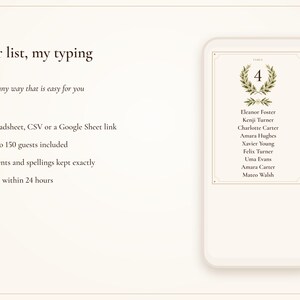 Wedding Seating Chart Template, Guest Names Typeset for You, Old Money Ivory Find Your Seat Cards and Sign, 18x24 24x36 image 5