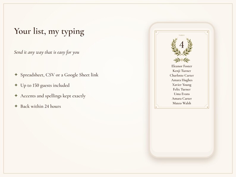 Wedding Seating Chart Template, Guest Names Typeset for You, Old Money Ivory Find Your Seat Cards and Sign, 18x24 24x36 image 5