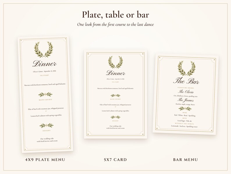 Modelo de cardápio de casamento, cartão de menu para jantar Old Money Ivory 4x9, seu cardápio diagramado para você, cardápio de recepção elegante imagem 4