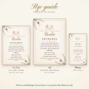 Christmas Cookie Exchange Invitation Printable, Elegant Ivory & Gold, Holiday Cookie Swap Party Invite 5x7 image 9
