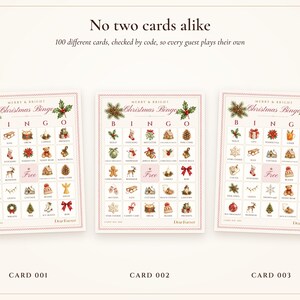 Christmas Bingo Printable, 100 Bingo Cards with Calling Cards, Family and Kids Christmas Party Game, Classroom Holiday Activity image 4