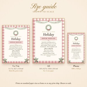 Holiday Open House Invitation Printable, Cozy Plaid Cottage, Christmas Open House Invite 5x7, Drop In Party image 9