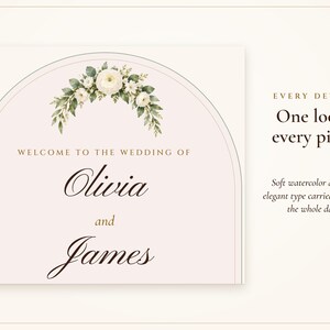 Wedding Sign Bundle, Sage Garden Watercolor Reception Suite with Seating Chart, Place Cards, Welcome Sign and 30 Signs, Names Typeset image 2