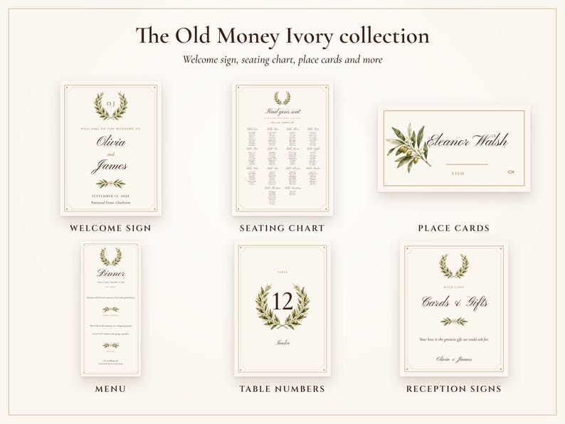 Modelo de cardápio de casamento, cartão de menu para jantar Old Money Ivory 4x9, seu cardápio diagramado para você, cardápio de recepção elegante imagem 8