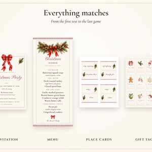 Christmas Party Bundle, Invitation, Dinner Menu, Place Cards and 20 Games, Matching Holiday Party Printables, Done for You image 8