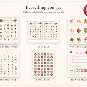 Christmas Bingo Printable, 100 Bingo Cards with Calling Cards, Family and Kids Christmas Party Game, Classroom Holiday Activity image 3