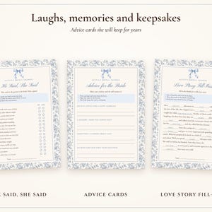 Bridal Shower Games Bundle, 20 Printable Games, Something Blue Toile, Bride's Name Added for You, Would She Rather and Bingo image 8
