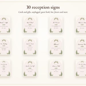 Wedding Sign Bundle, Sage Garden Watercolor Reception Suite with Seating Chart, Place Cards, Welcome Sign and 30 Signs, Names Typeset image 4