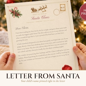 Personalized Letter from Santa, Nice List Certificate and North Pole Envelope, Santa Letter Set Printed with Your Child's Name image 1