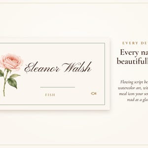 Tarjetas de mesa para bodas, nombres de invitados impresos para ti, tarjetas de nombre plegables planas y plegables con acuarela de Sage Garden, etiquetas colgantes para invitados. imagen 2