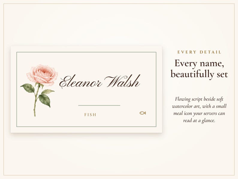 Tarjetas de mesa para bodas, nombres de invitados impresos para ti, tarjetas de nombre plegables planas y plegables con acuarela de Sage Garden, etiquetas colgantes para invitados. imagen 2