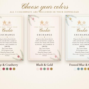 Christmas Cookie Exchange Invitation Printable, Elegant Ivory & Gold, Holiday Cookie Swap Party Invite 5x7 image 4