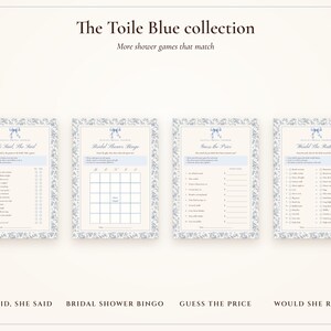 How Well Do You Know the Bride Game, Bridal Shower Trivia Printable, Something Blue Toile, Bride's Name Added, 5x7 and Letter image 8