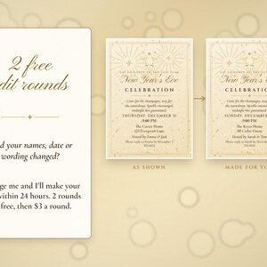 New Year's Eve Party Invitation Printable, Champagne Sparkle NYE Countdown Party Invite 5x7, Instant Download PDF and Phone Text Invite image 7