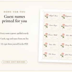 Tarjetas de mesa para bodas, nombres de invitados impresos para ti, tarjetas de nombre plegables planas y plegables con acuarela de Sage Garden, etiquetas colgantes para invitados. imagen 7