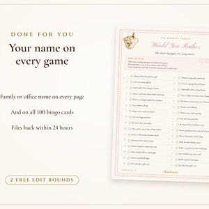 Julfestspelpaket, 20 utskrivbara spel, Blush and Gold-helgbingo, frågesport och skattjakt för vuxna och barn bild 7