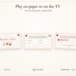 Gioco a quiz di Natale, versione stampabile e per la TV, 60 domande con risposte, gioco per feste natalizie per ufficio, famiglia e adulti. immagine 4