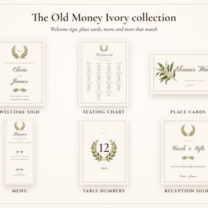 Wedding Seating Chart Template, Guest Names Typeset for You, Old Money Ivory Find Your Seat Cards and Sign, 18x24 24x36 image 8