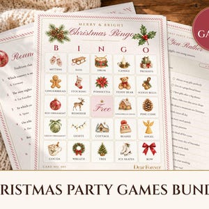 Pack de jeux pour fêtes de Noël : 20 jeux à imprimer (bingo, quiz, chasse au trésor), jeux de vacances pour adultes, enfants et bureau. image 1