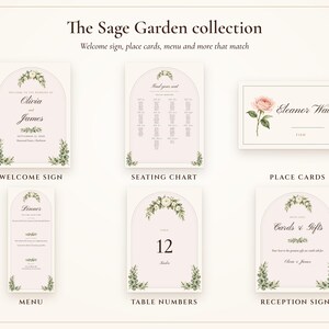 Wedding Seating Chart Template, Guest Names Typeset for You, Sage Garden Watercolor Find Your Seat Cards and Sign, 18x24 24x36 image 8