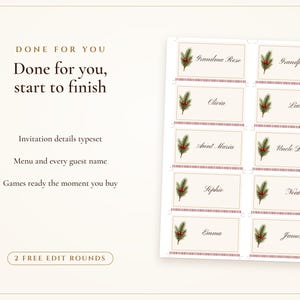 Christmas Party Bundle, Invitation, Dinner Menu, Place Cards and 20 Games, Matching Holiday Party Printables, Done for You image 7