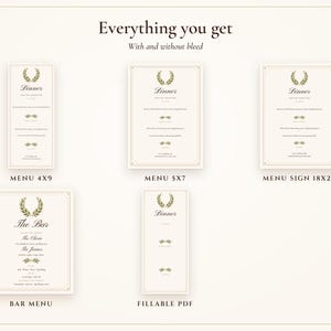 Modelo de cardápio de casamento, cartão de menu para jantar Old Money Ivory 4x9, seu cardápio diagramado para você, cardápio de recepção elegante imagem 3
