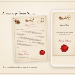 Personalized Letter from Santa, Nice List Certificate and North Pole Envelope, Santa Letter Set Printed with Your Child's Name image 5