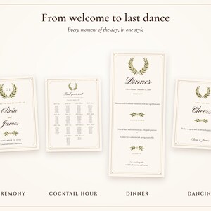 Paquete de letreros para bodas, conjunto de recepción Old Money Ivory con plano de asientos, tarjetas de lugar, letrero de bienvenida y 30 letreros, nombres impresos. imagen 8