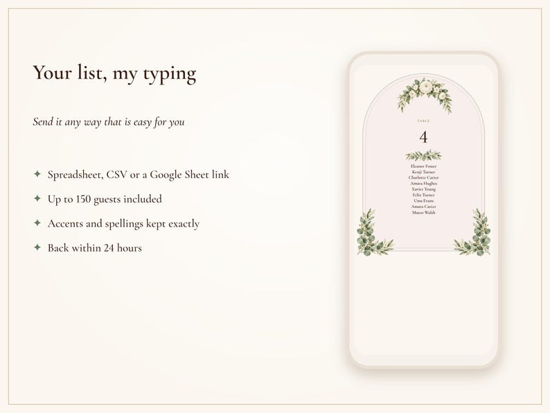 Wedding Seating Chart Template, Guest Names Typeset for You, Sage Garden Watercolor Find Your Seat Cards and Sign, 18x24 24x36 image 5