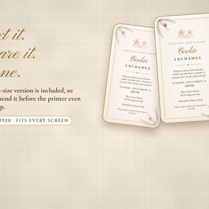 Christmas Cookie Exchange Invitation Printable, Elegant Ivory & Gold, Holiday Cookie Swap Party Invite 5x7 image 5