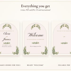 Wedding Welcome Sign Template, Sage Garden Watercolor Welcome to Our Wedding Sign, 18x24 24x36, Names Added for You image 3