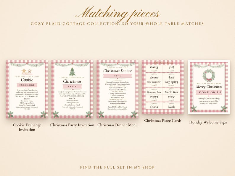 Christmas Cookie Exchange Invitation Printable, Cozy Plaid Cottage, Holiday Cookie Swap Party Invite 5x7 image 8