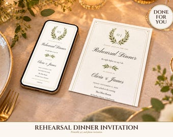 Rehearsal Dinner Invitation, The Night Before Invite, Old Money Printable and Phone Text Invitation, Done for You, 5x7