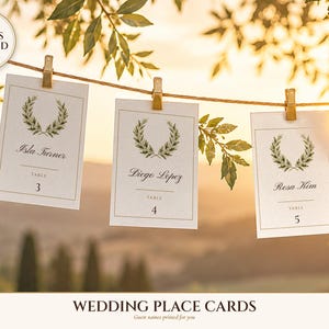 Tischkarten für die Hochzeit, Gästenamen, bedruckt, Namenskarten im Vintage-Stil (Elfenbein, flach und gefaltet), Hängende Gästeanhänger Bild 1