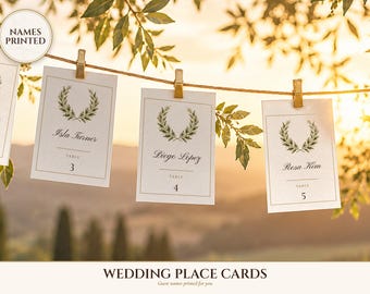 Wedding Place Cards, Guest Names Printed for You, Old Money Ivory Flat and Tent Fold Name Cards, Hanging Guest Tags