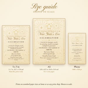 New Year's Eve Party Invitation Printable, Champagne Sparkle NYE Countdown Party Invite 5x7, Instant Download PDF and Phone Text Invite image 9