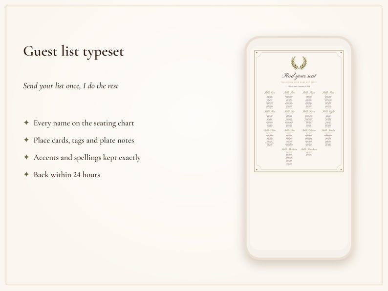 Paquete de letreros para bodas, conjunto de recepción Old Money Ivory con plano de asientos, tarjetas de lugar, letrero de bienvenida y 30 letreros, nombres impresos. imagen 5