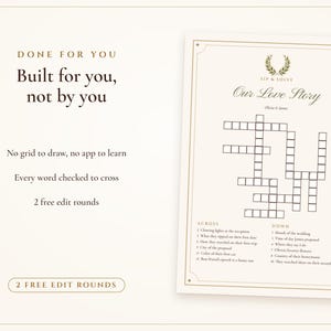 あなただけのオリジナルウェディングクロスワードパズル、カップル用クロスワードサイン、5x7サイズのゲストカード、お酒を飲みながら楽しめるウェディングゲーム 画像 7