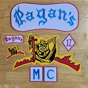 Parche bordado termoadhesivo para chaleco de motorista Pagans MC